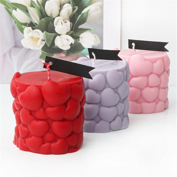 Romantic Heart Pillar Candle
