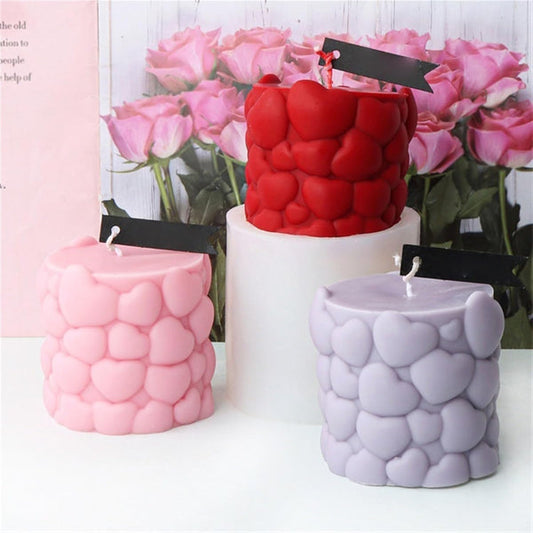 Romantic Heart Pillar Candle