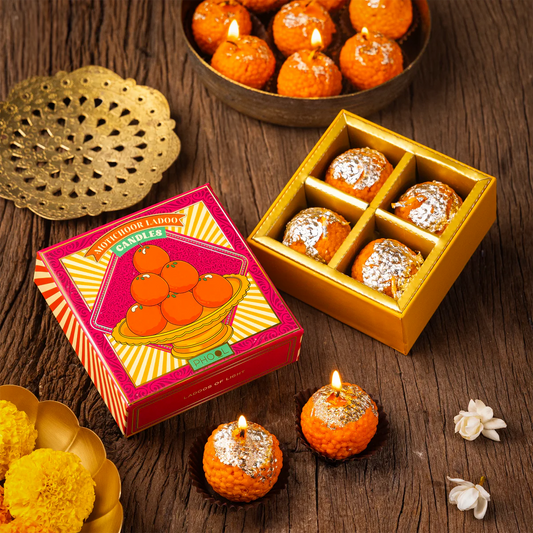 Motichoor Laddu Candle Pack of 4 । मोतीचूर लड्डू कैंडल
